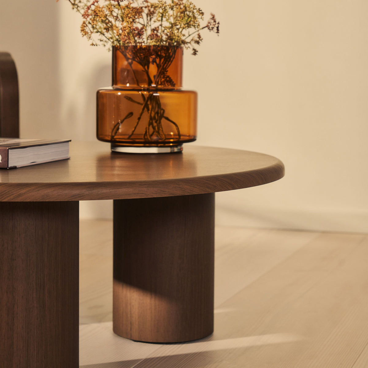 Alina - Dark Wood Round Large Wooden Coffee Table