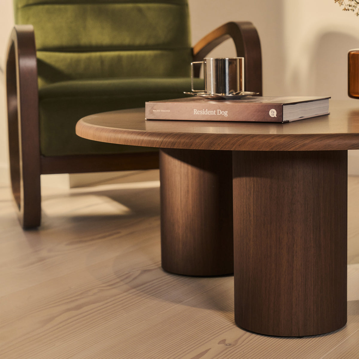 Alina - Dark Wood Round Large Wooden Coffee Table