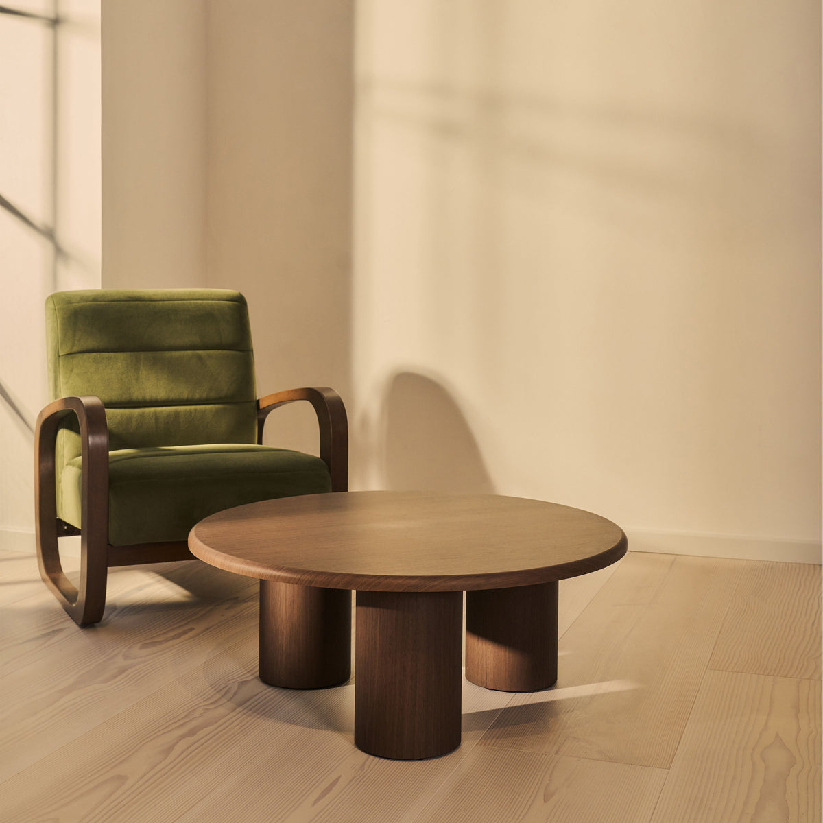 Alina - Dark Wood Round Large Wooden Coffee Table