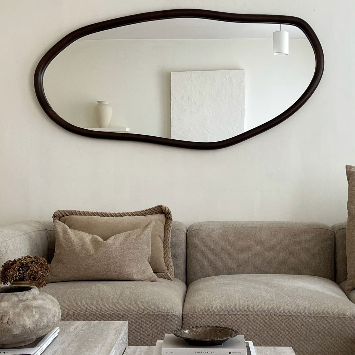 Aaliyah - Dark Wood Irregular Wall Mirror 150cm x 75cm