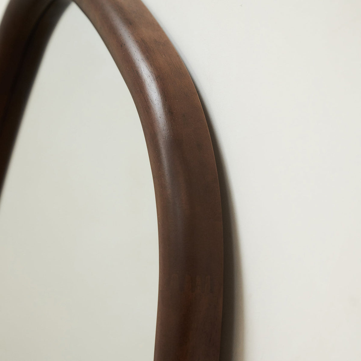Detail shot of Full Length Dark Wood Organic Irregular Wooden Mirror alternate corner