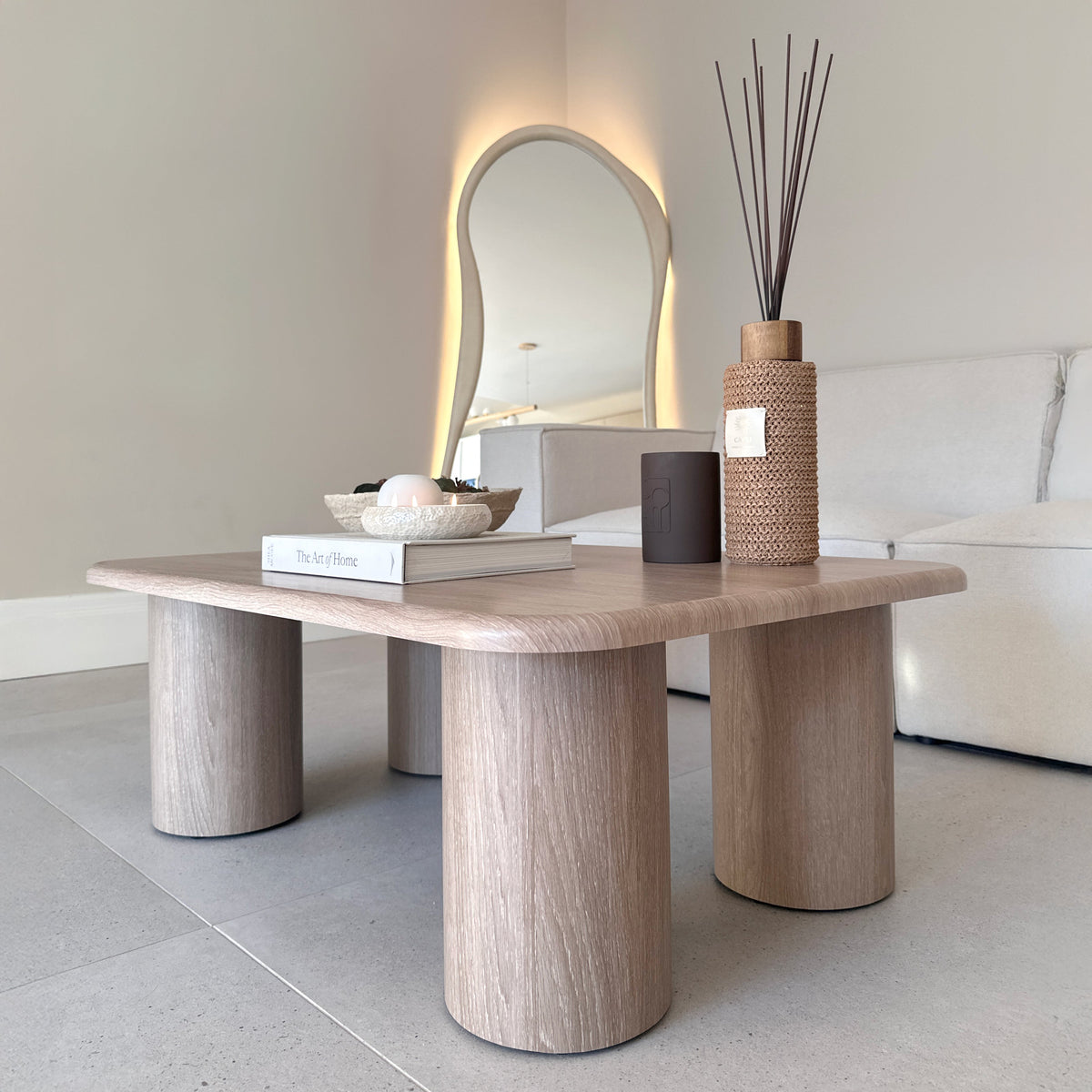 Alina - Washed Wood Rectangular Large Wooden Coffee Table