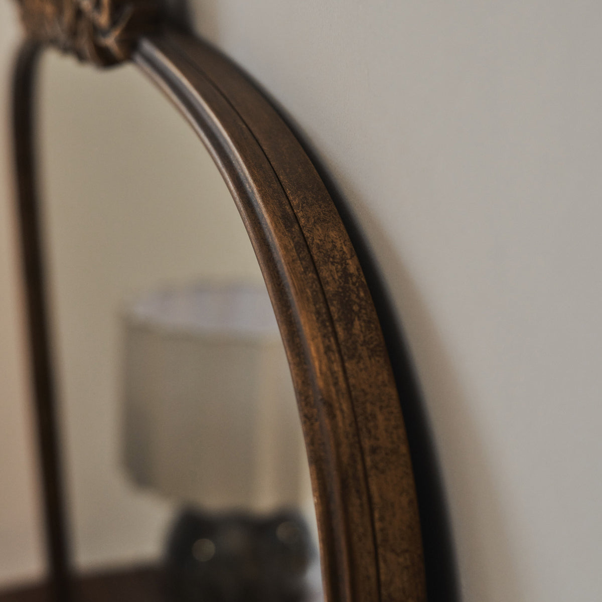 Amelia - Gold Arched Metal Overmantle Mirror 100cm x 87cm