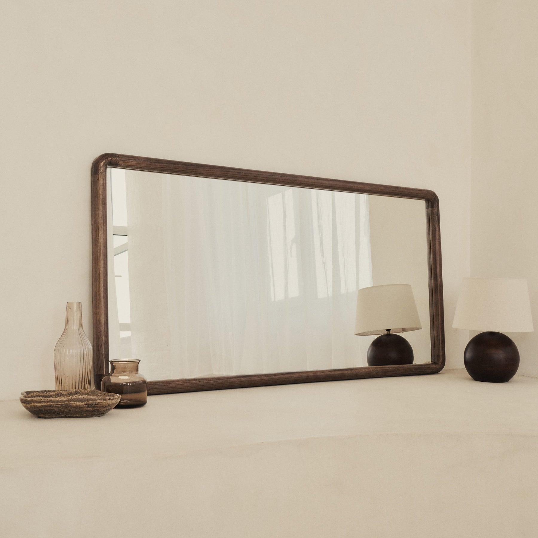 Amora - Large Warm Wood Console Mirror 140cm x 70cm