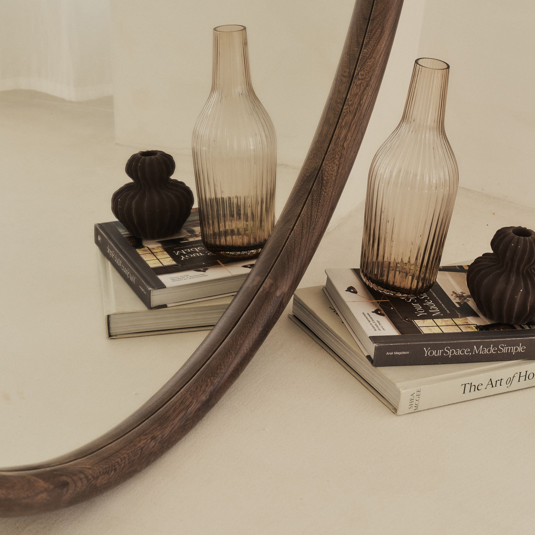 Amora - Extra Large Warm Wood Round Wall Mirror 120cm x 120cm