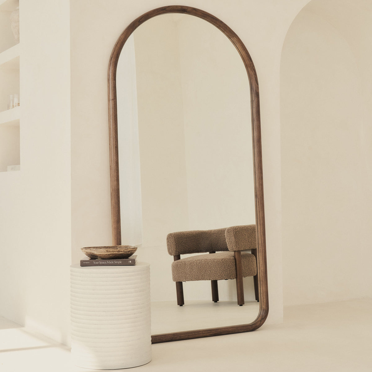 Amora - Full Length Large Arched Warm Wood Mirror 180cm x 90cm