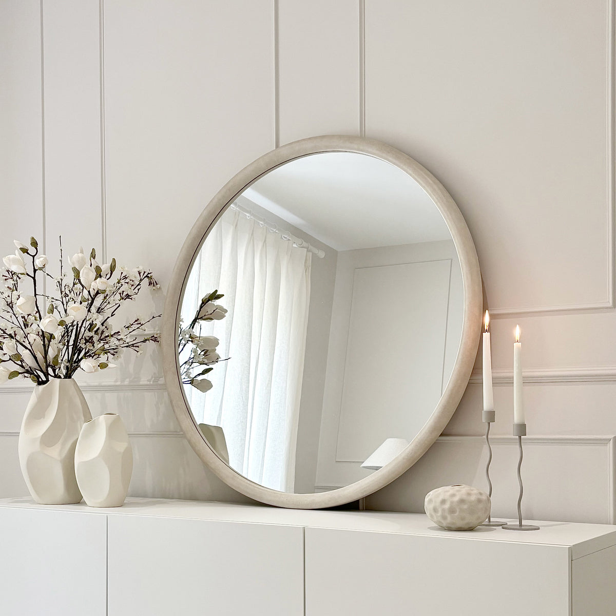 Amora - Large Concrete Round Wall Mirror 100cm x 100cm