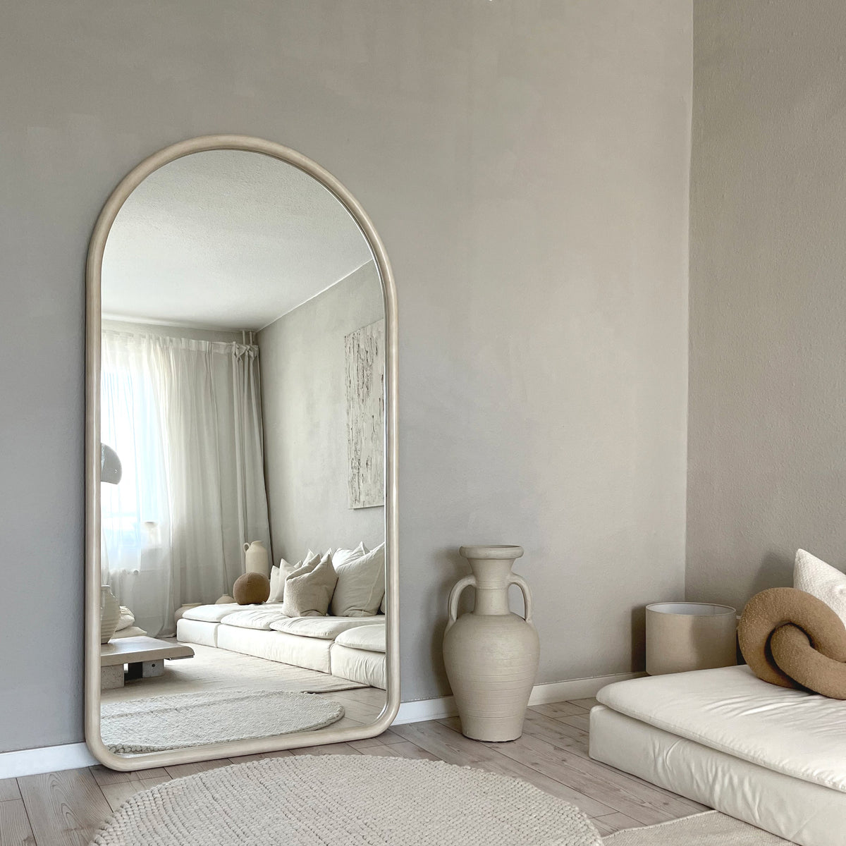Amora - Extra Large Full Length Arched Concrete Mirror 190cm x 100cm