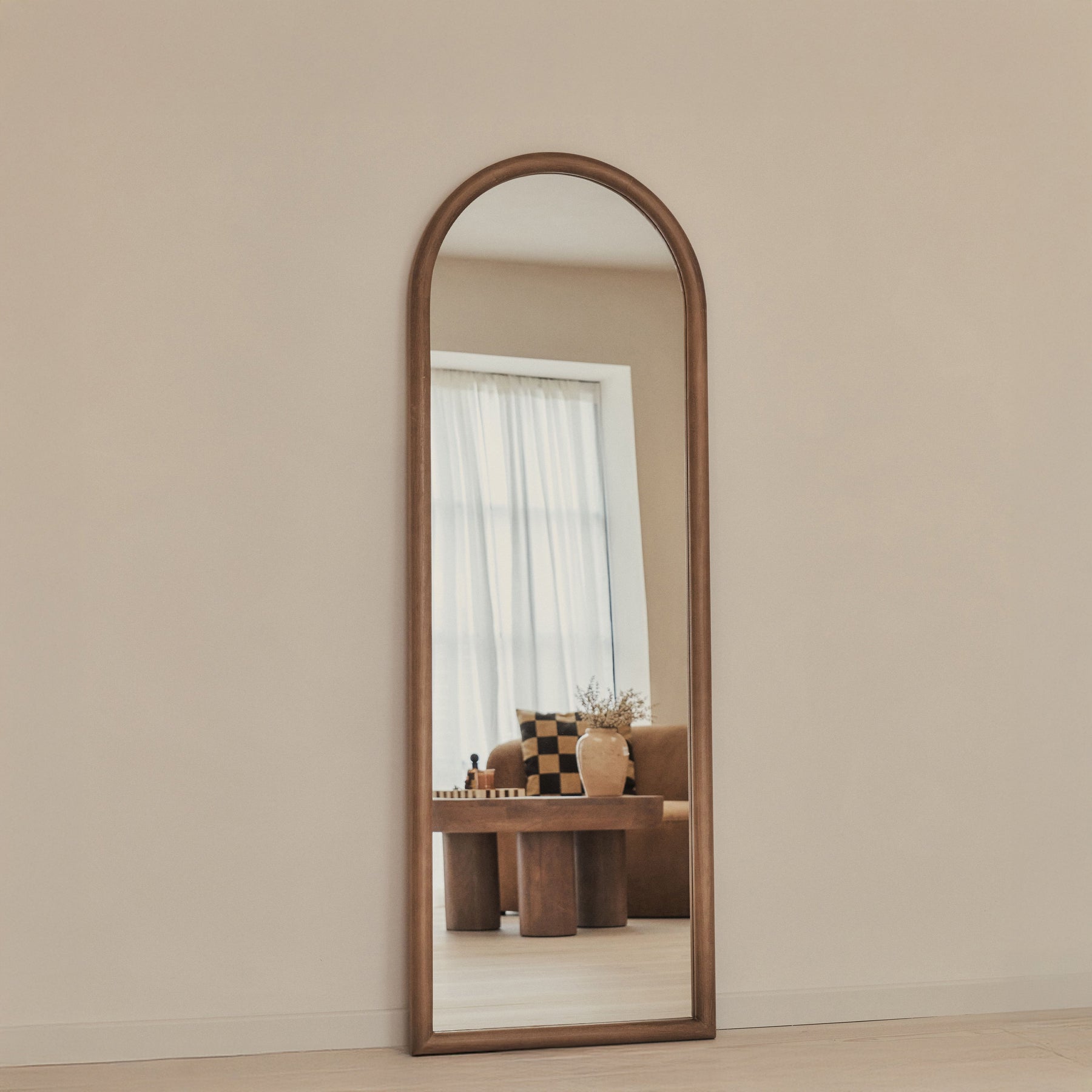 Amora - Full Length Large Arched Warm Wood Mirror 172cm x 60cm