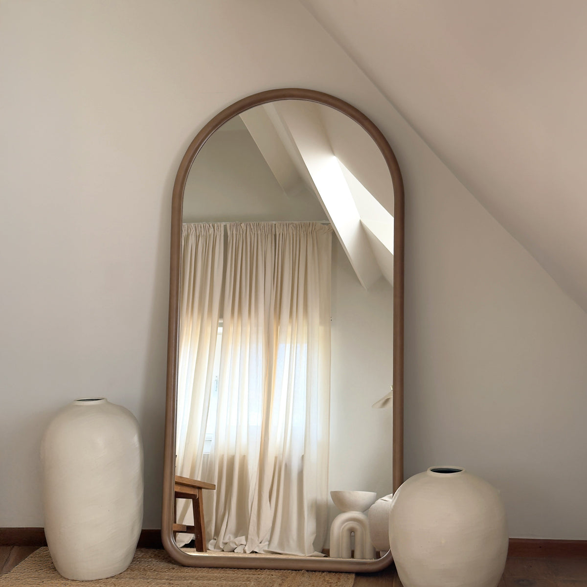 Amora - Full Length Large Arched Warm Wood Mirror 180cm x 90cm