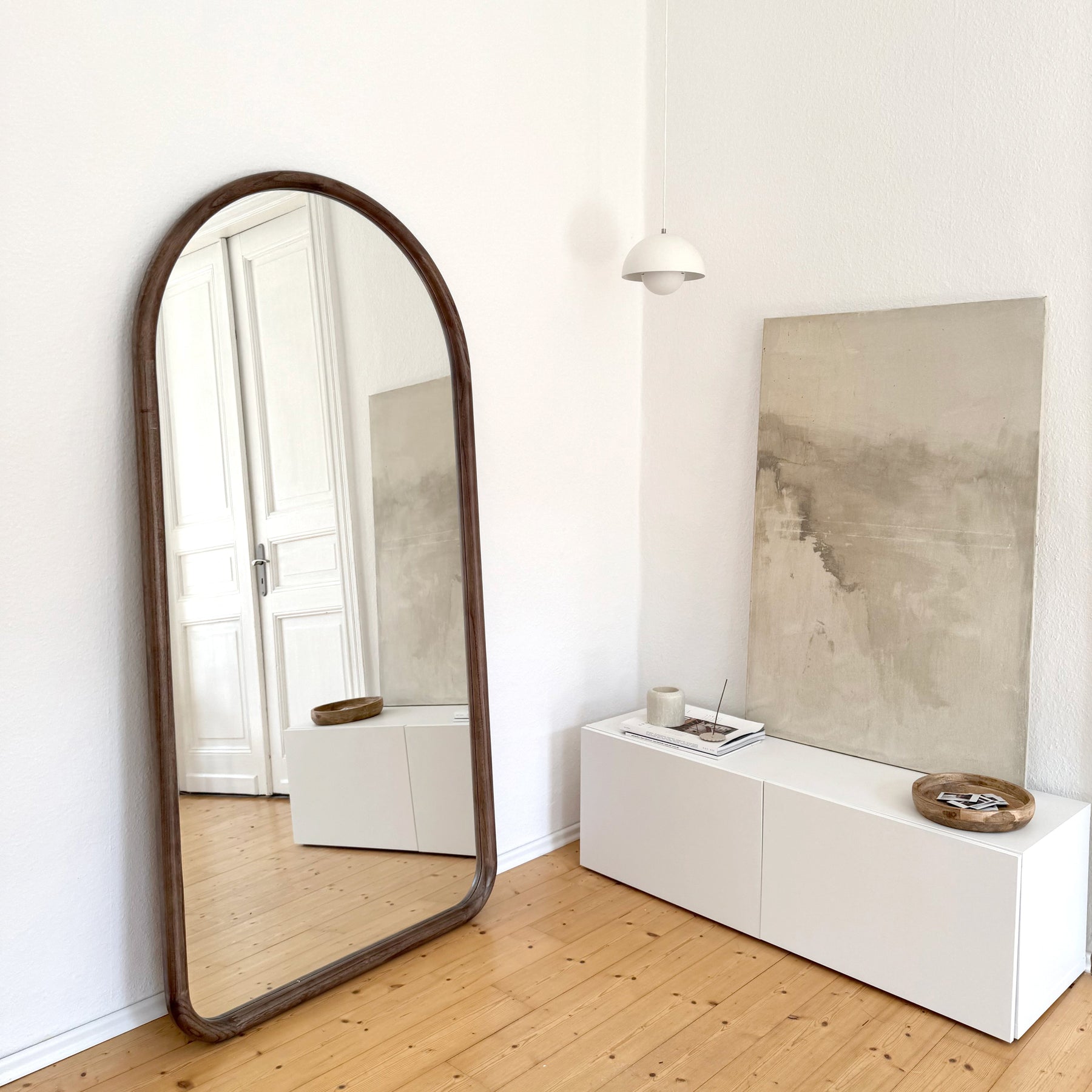 Amora - Extra Large Full Length Arched Warm Wood Mirror 190cm x 100cm