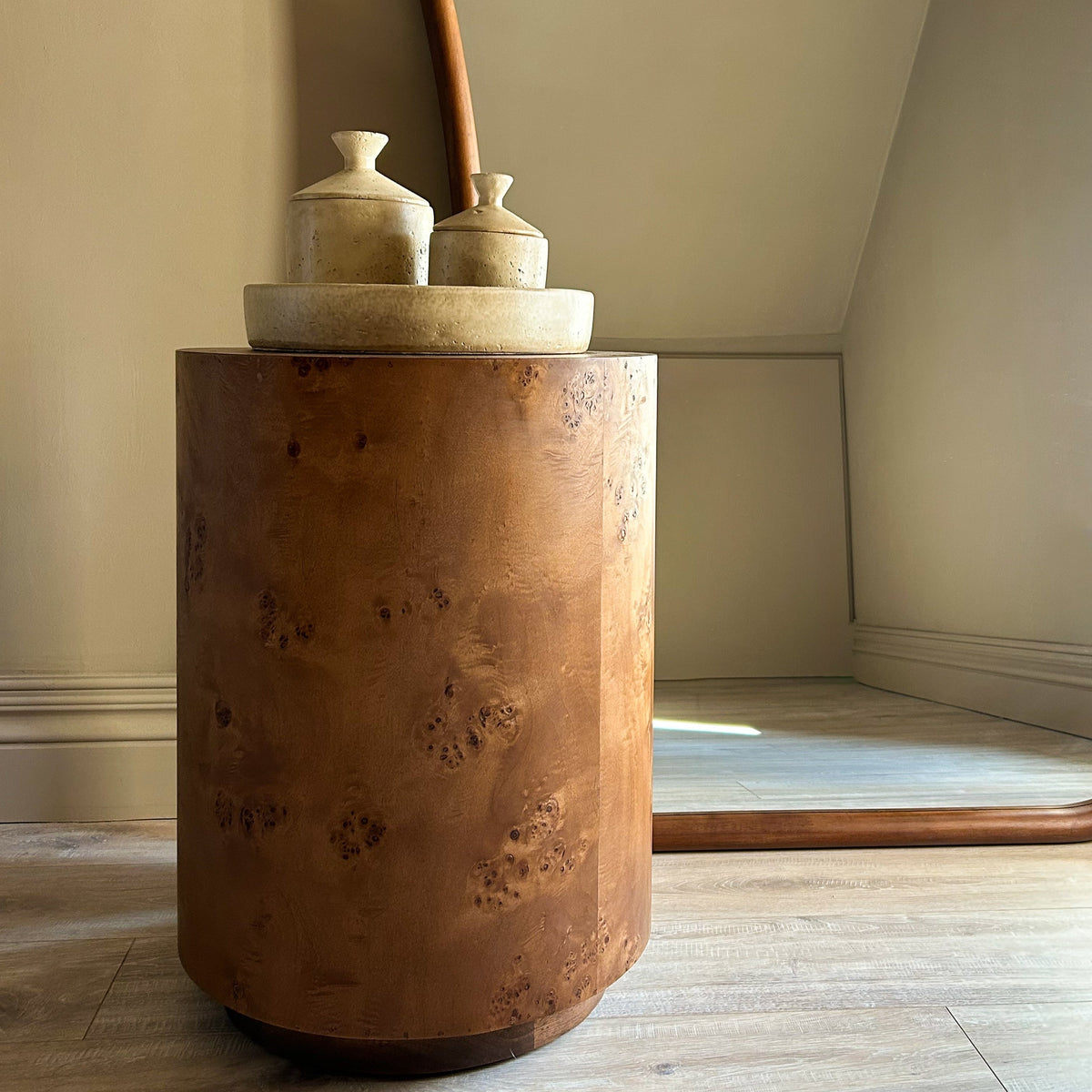 Arbour - Large Dark Burl Wood Premium Round Side Table