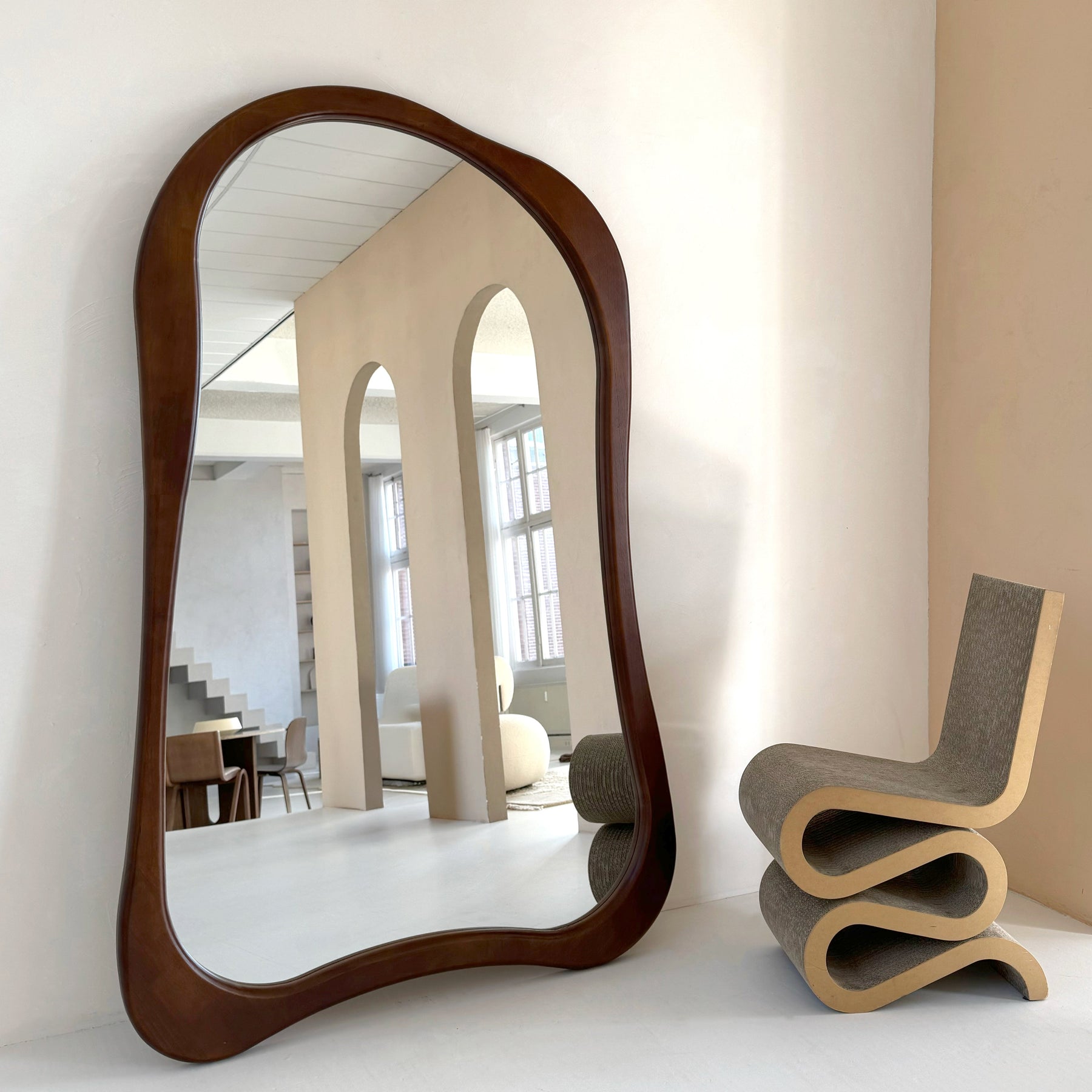 Arcurva - Extra Large Full Length Dark Wood Irregular Mirror 190cm x 110cm
