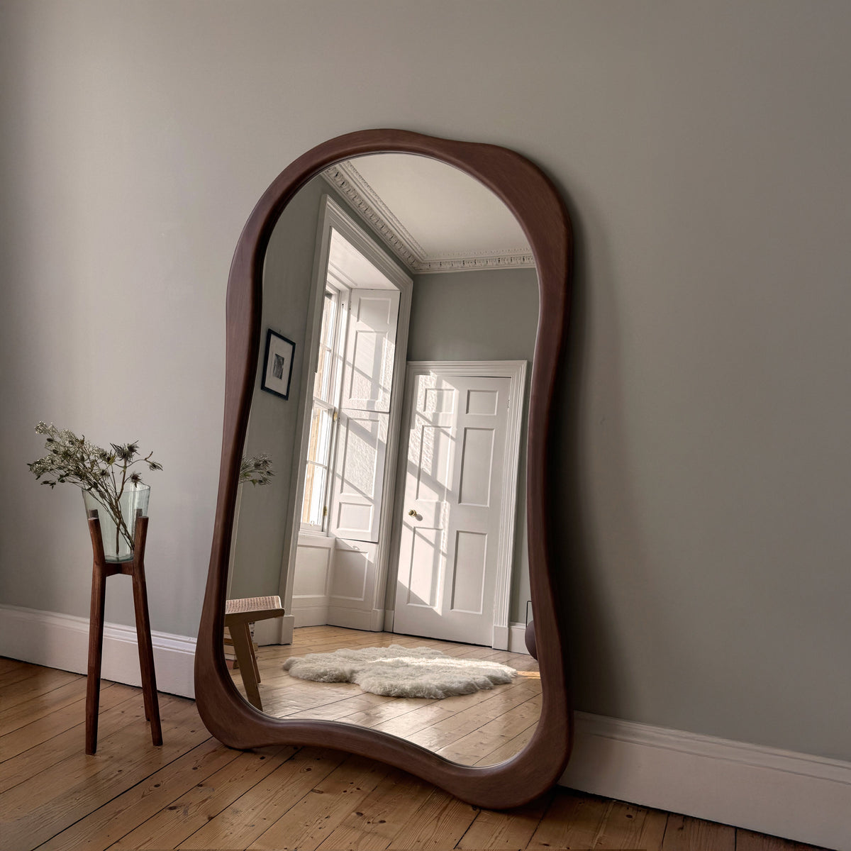 Arcurva - Extra Large Full Length Dark Wood Irregular Mirror 190cm x 120cm