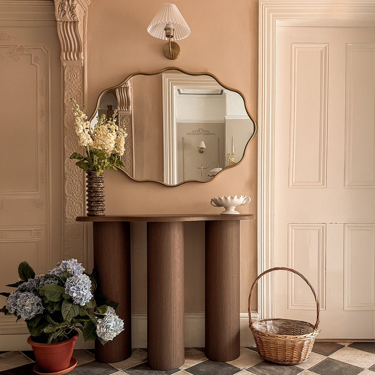 Savanna - Large Dark Wood Curved Wooden Console Table