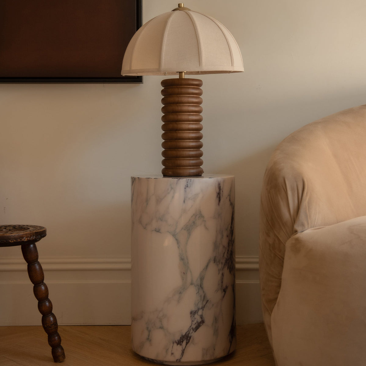 Atella - Arabescato Round Premium Solid Marble Side Table