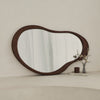 Arcurva - Large Overmantle Dark Wood Irregular Mirror 130cm x 80cm