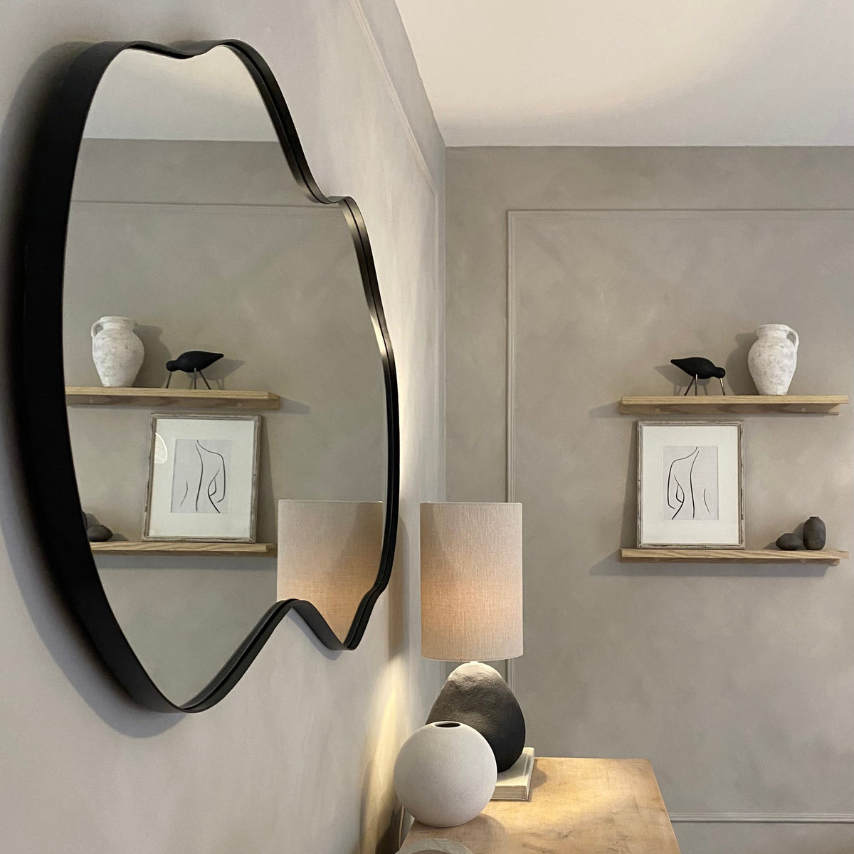 Ava - Black Pond Shaped Irregular Mirror 125cm x 65cm