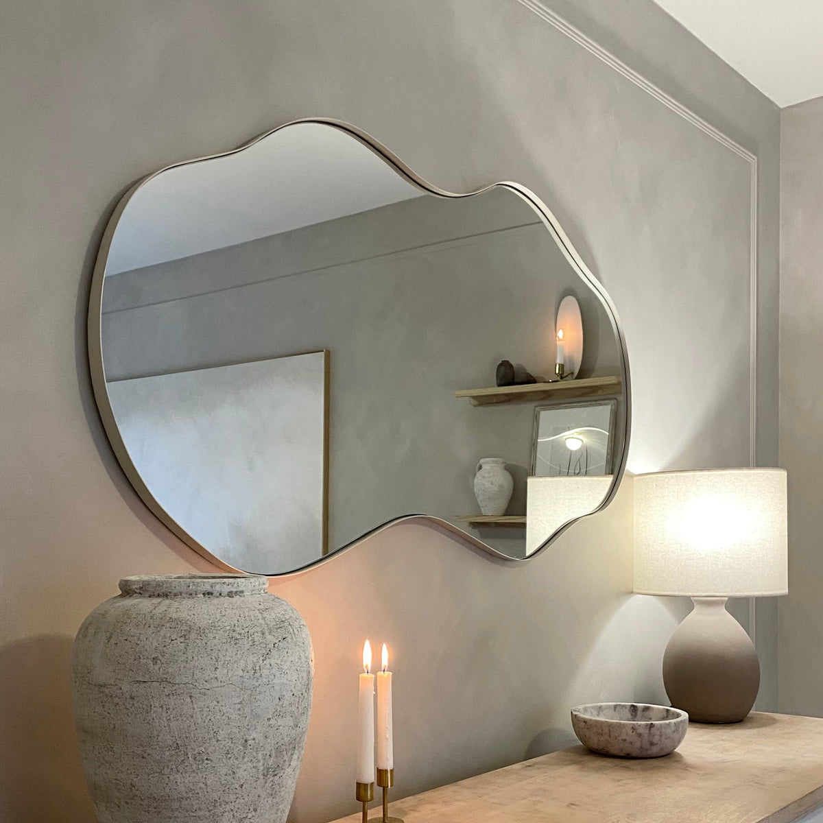 Ava - Ecru Pond Shaped Irregular Mirror 125cm x 65cm