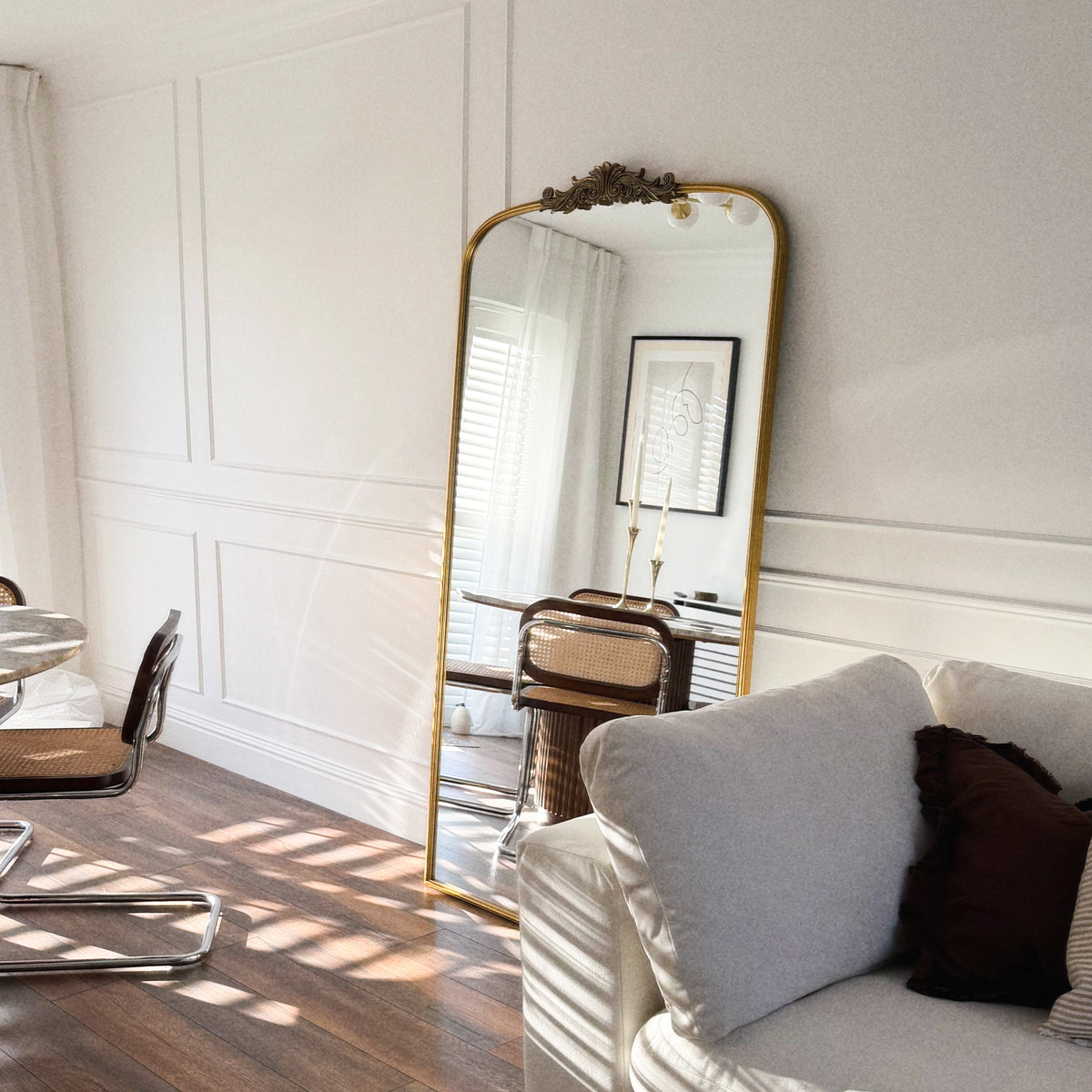 Amelia - Full Length Gold Arched Metal Mirror 186cm x 100cm