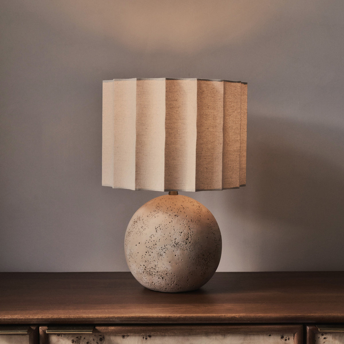 Caia - Travertine Scallop Shade Table Lamp