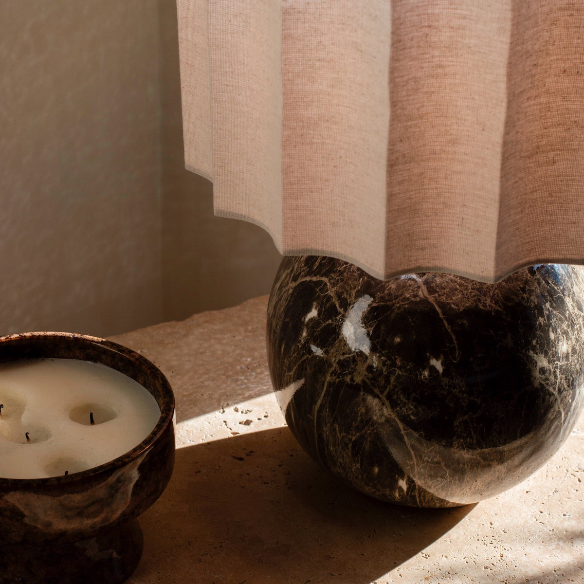 Caia - Dark Emperador Scallop Shade Table Lamp