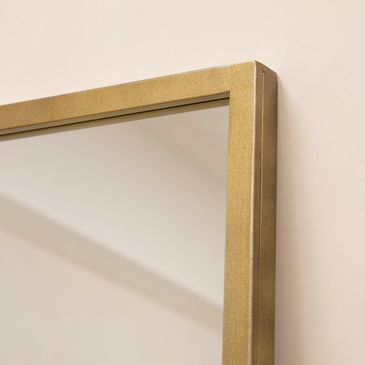 Gold industrial full length metal window mirror alternate corner