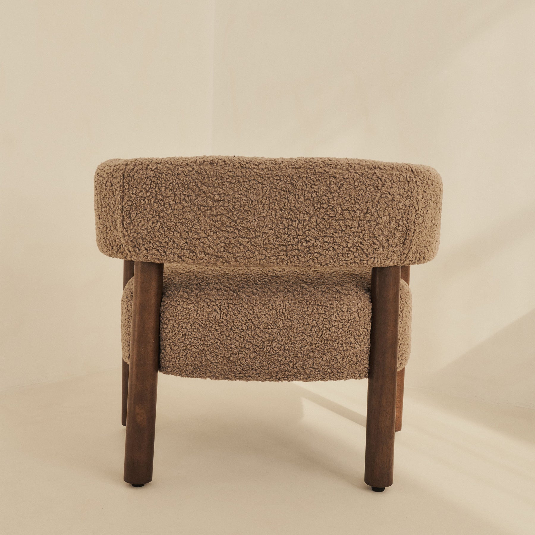 Cara - Boucle Accent Chair Fawn & Dark Wood