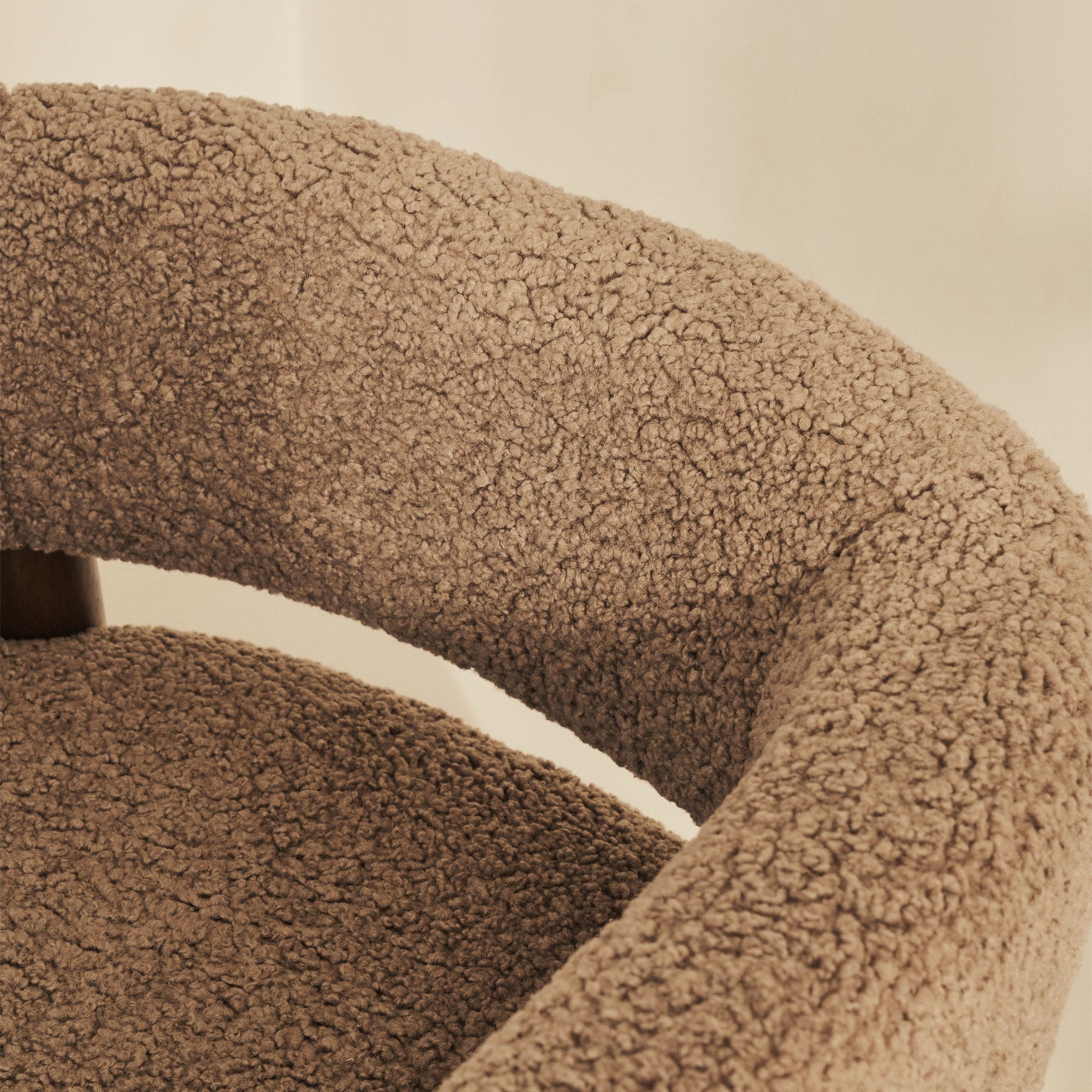 Cara - Boucle Accent Chair Fawn & Dark Wood