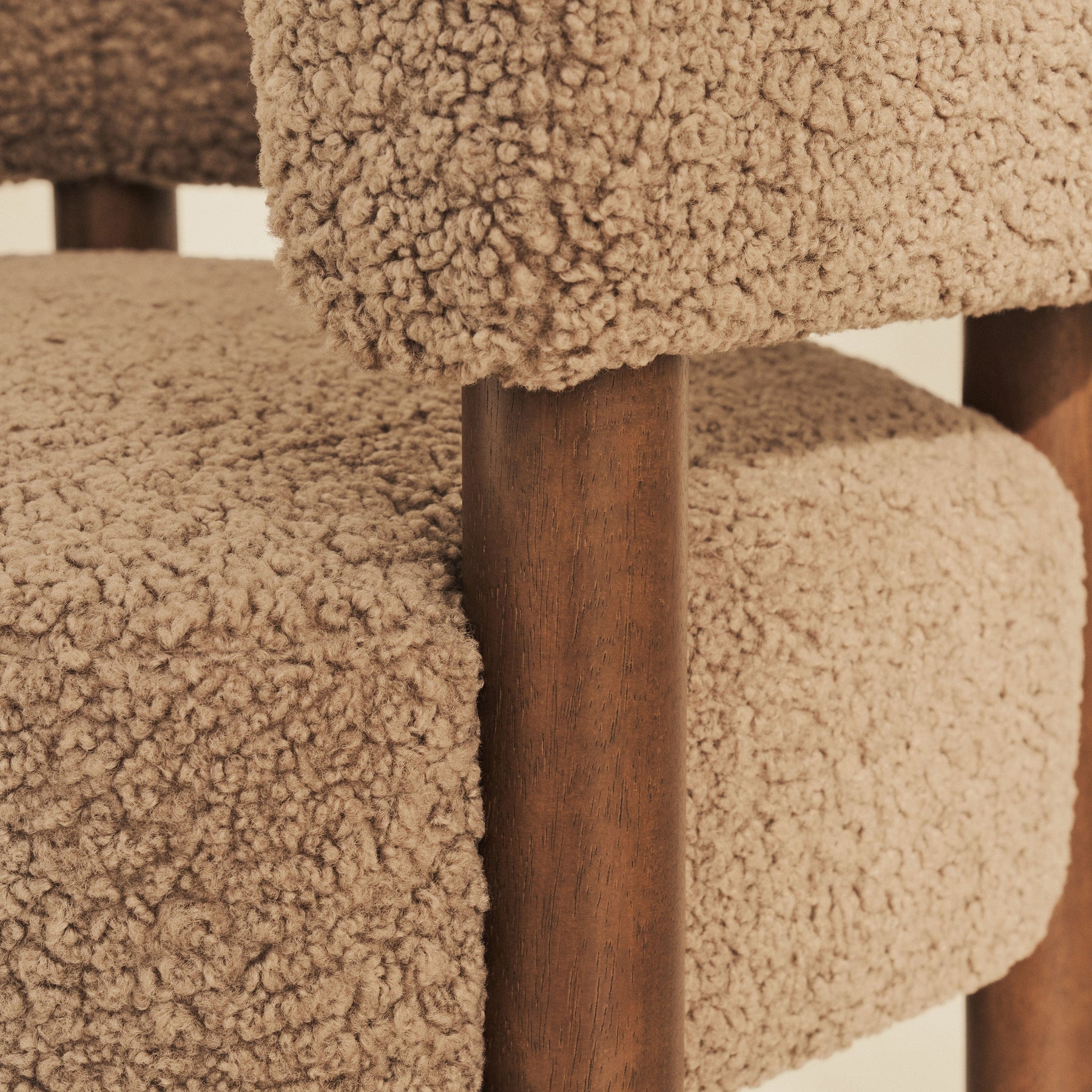 Cara - Boucle Accent Chair Fawn & Dark Wood