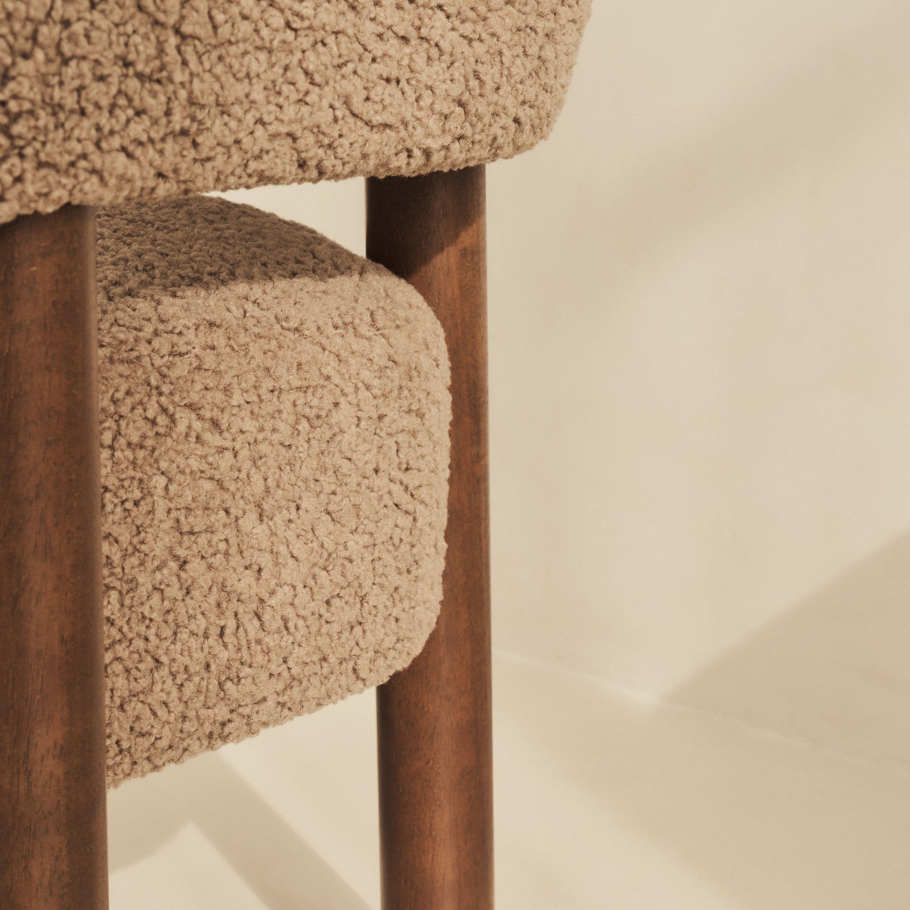 Cara - Boucle Accent Chair Fawn & Dark Wood