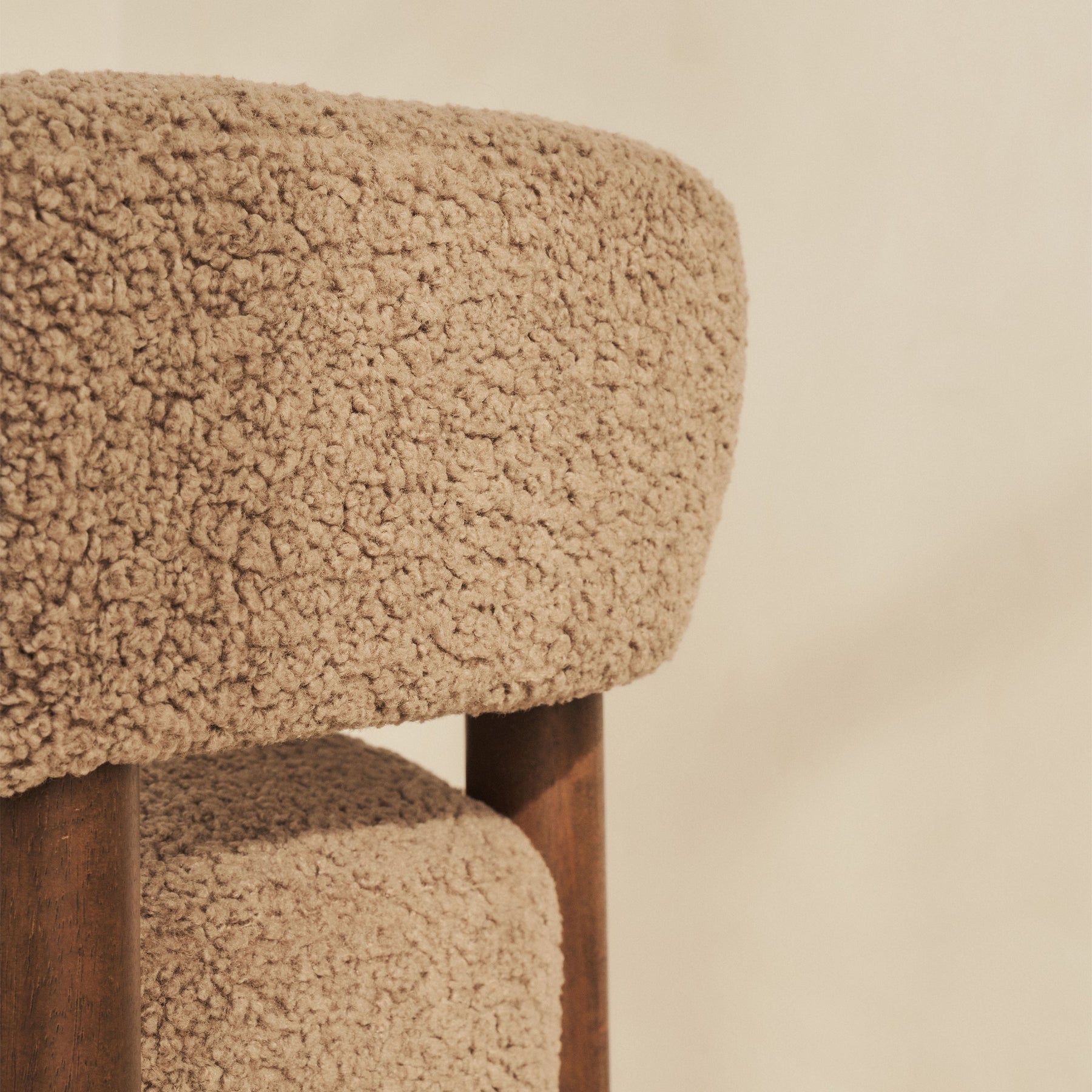 Cara - Boucle Accent Chair Fawn & Dark Wood