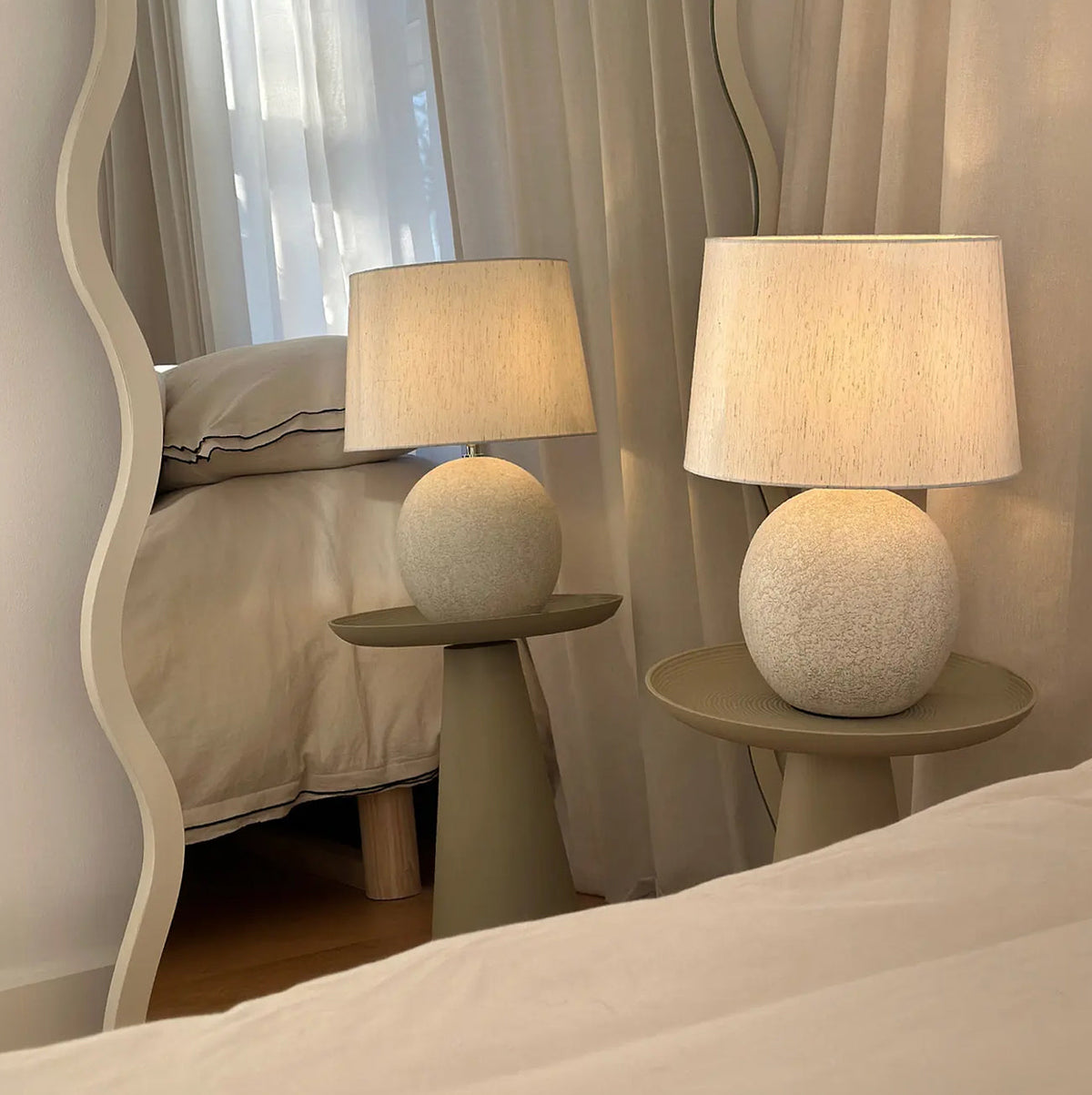 Corsica - Stone Ceramic Drum Shade Table Lamp