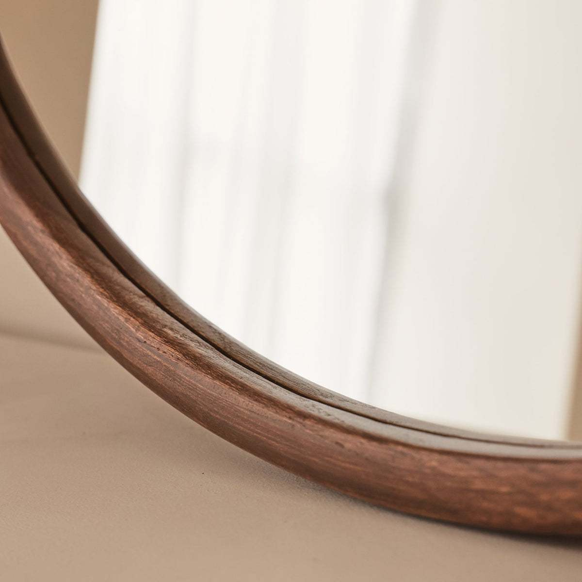 Arden - Dark Wood Round Wooden Wall Mirror 70cm x 70cm