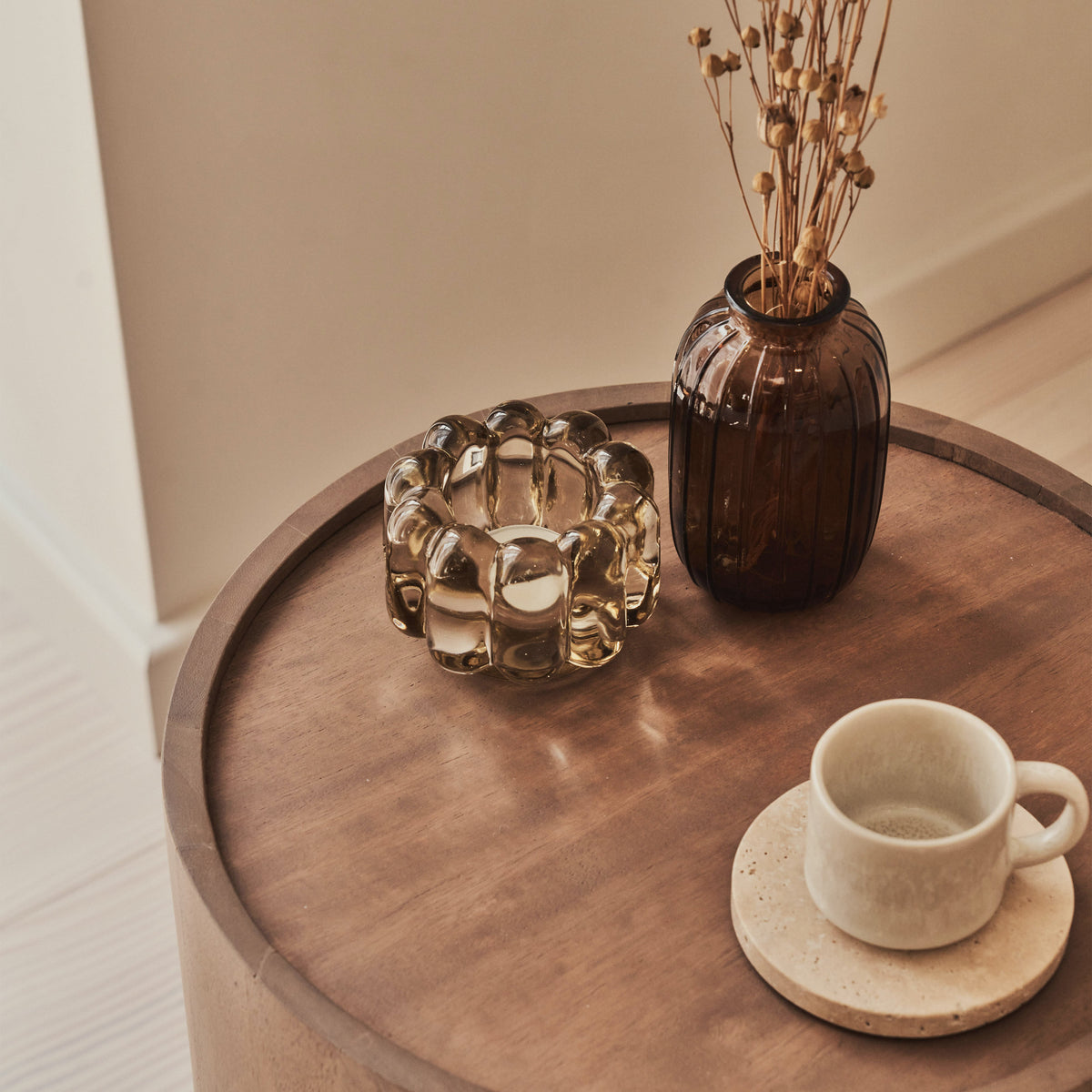 Fairmont - Warm Wood Premium Round Side Table