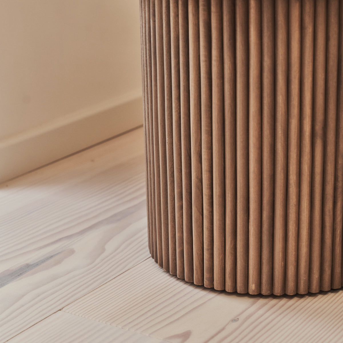 Sloane - Dark Emperador Marble Round Warm Wood Premium Side Table