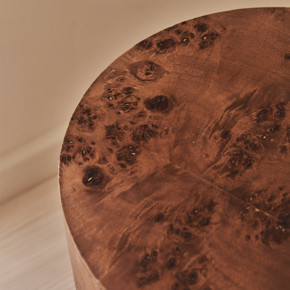 Arbour - Dark Burl Wood Premium Round Side Table