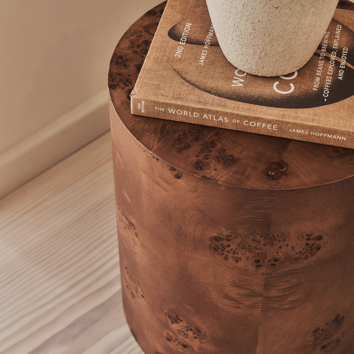 Arbour - Dark Burl Wood Premium Round Side Table