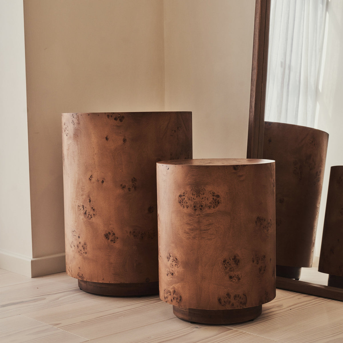 Arbour - Dark Burl Wood Premium Round Side Table