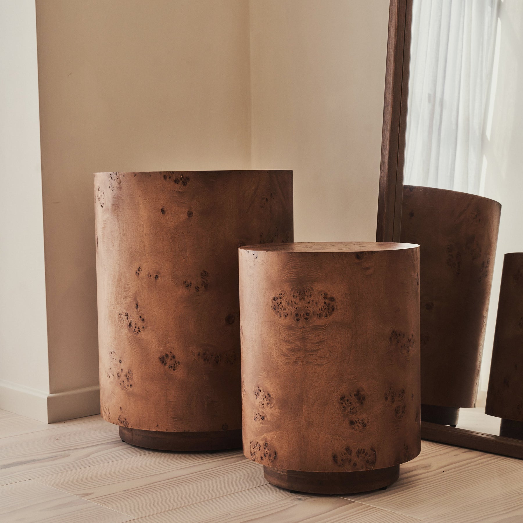 Arbour - Large Dark Burl Wood Premium Round Side Table