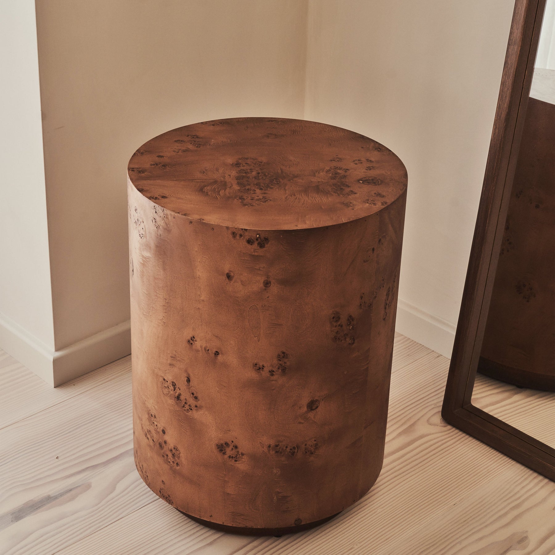 Arbour - Large Dark Burl Wood Premium Round Side Table