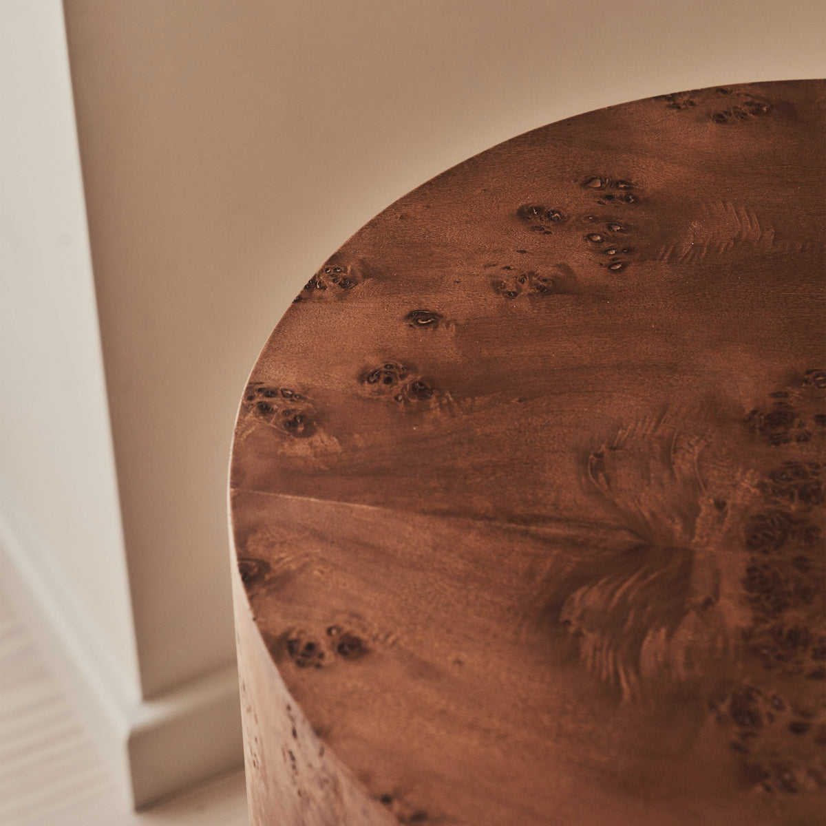 Arbour - Large Dark Burl Wood Premium Round Side Table