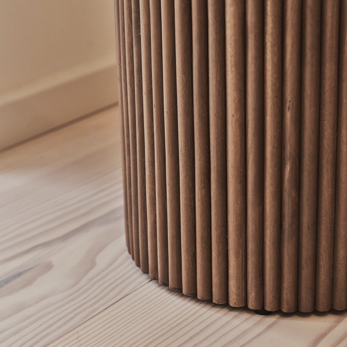 Sloane - Dark Emperador Marble Round Warm Wood Premium Side Table