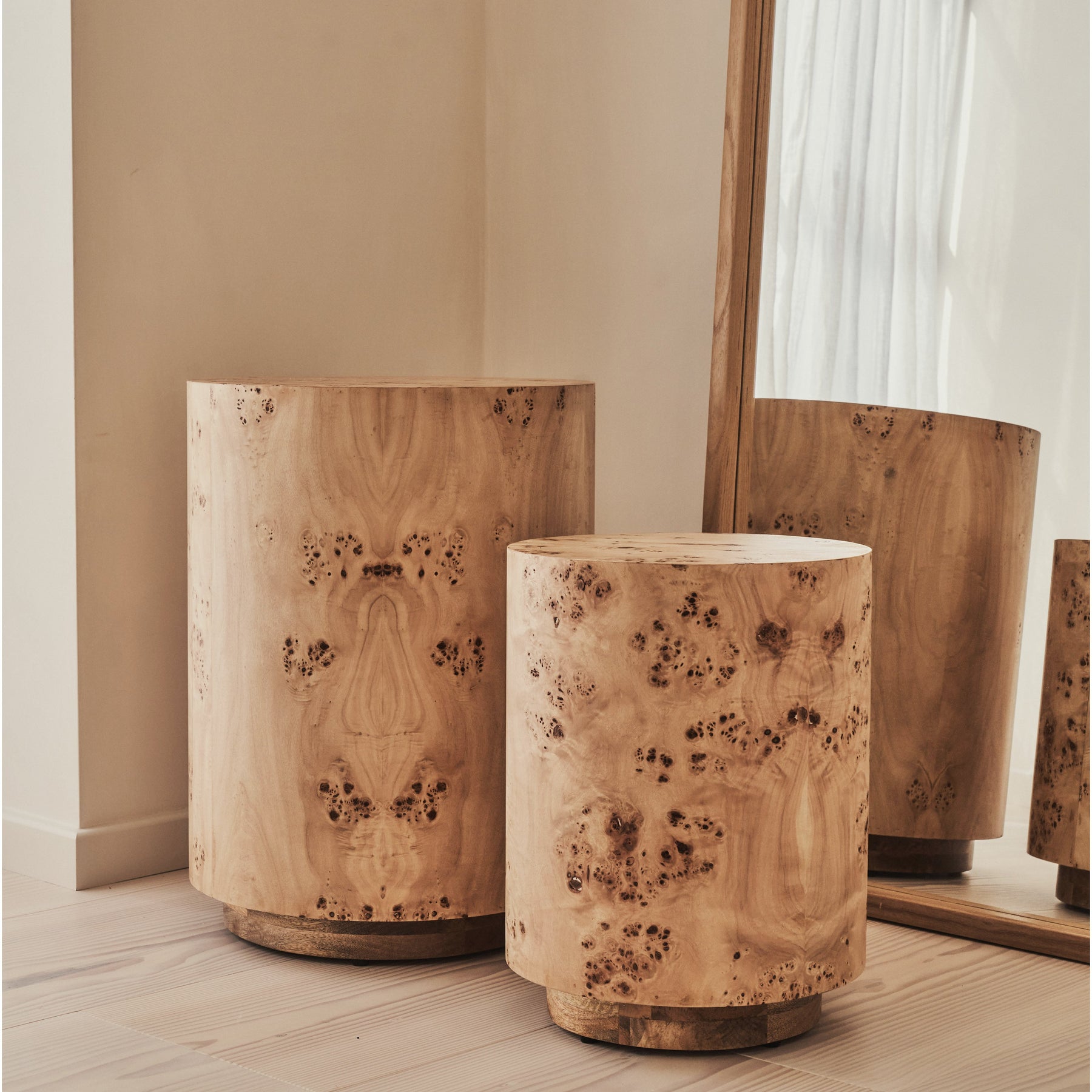 Arbour - Large Natural Burl Wood Premium Round Side Table