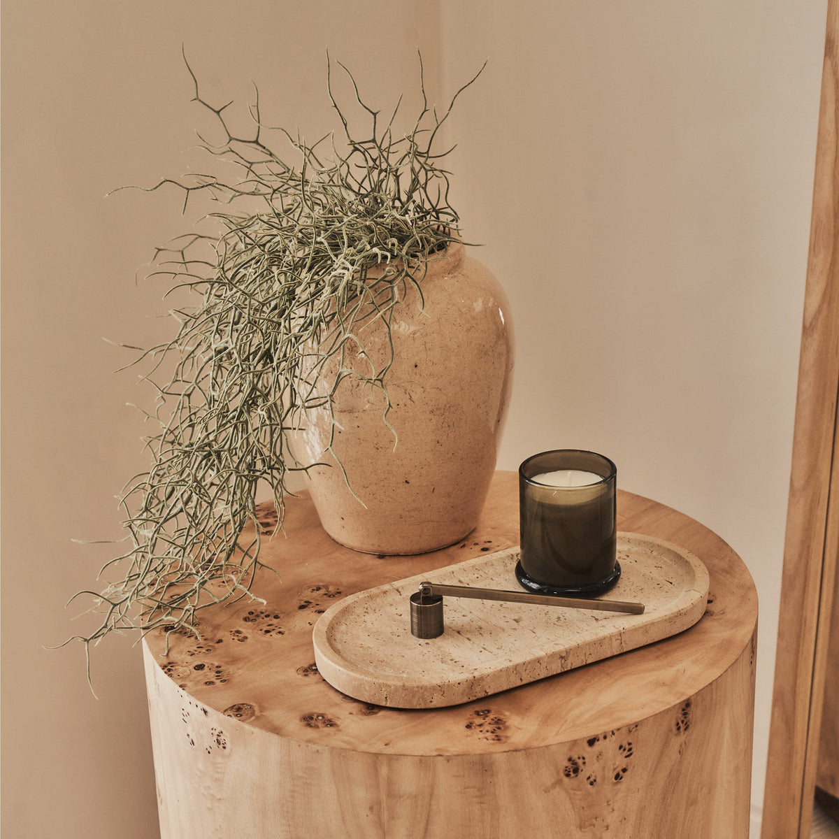 Arbour - Large Natural Burl Wood Premium Round Side Table