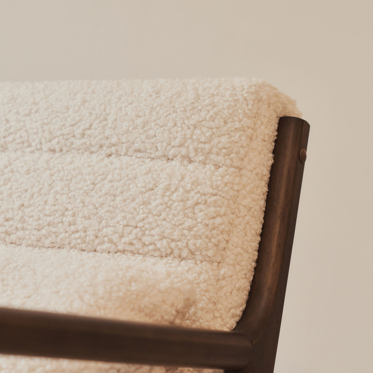 Hudson - Boucle Accent Chair Ivory & Dark Wood