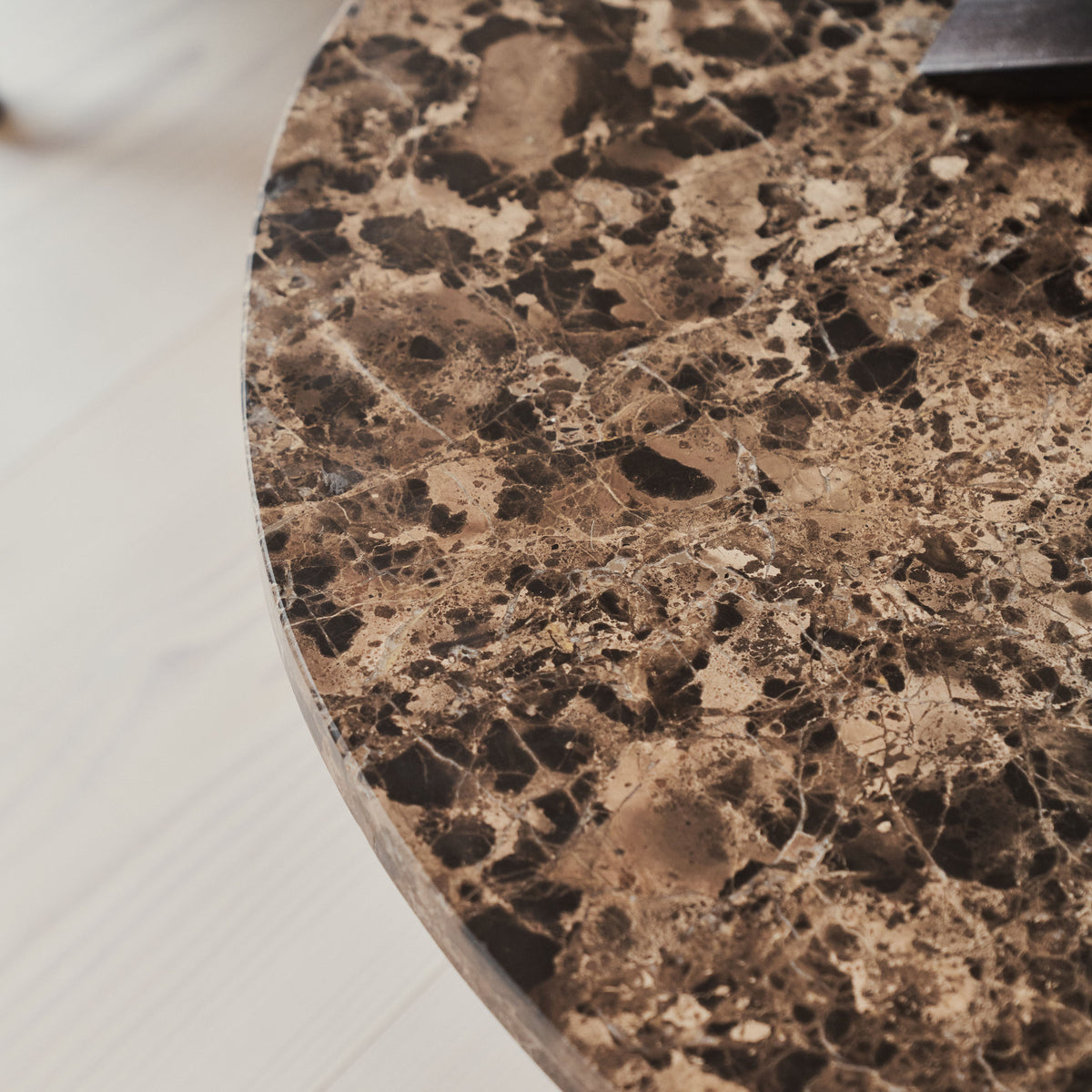 Melrose - Dark Emperador Marble Round Dark Wood Premium Coffee Table