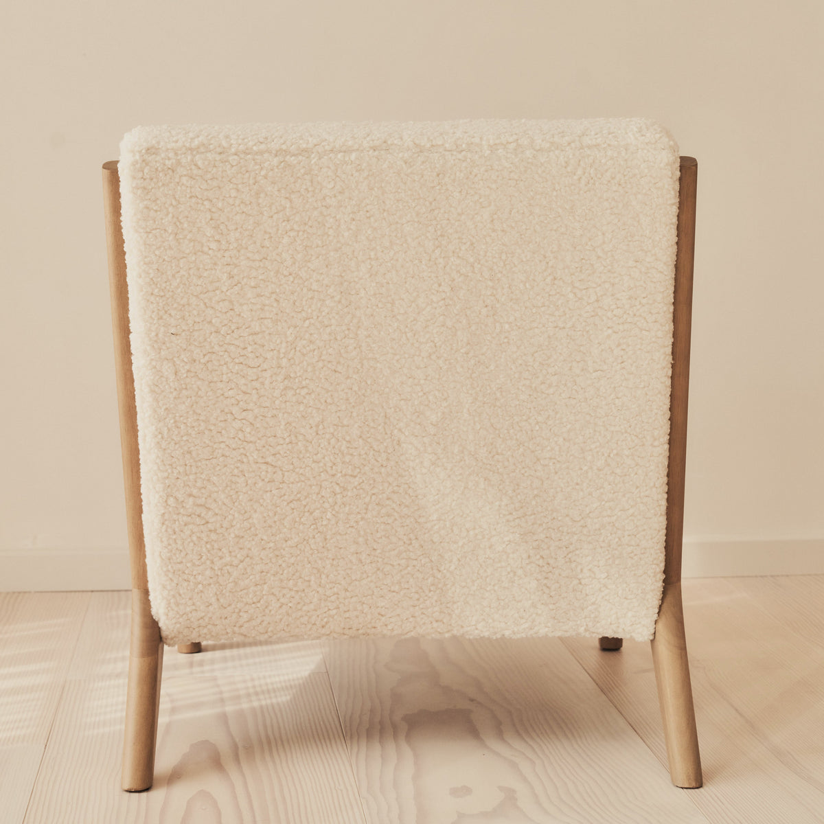 Hudson - Boucle Accent Chair Ivory & Warm Wood