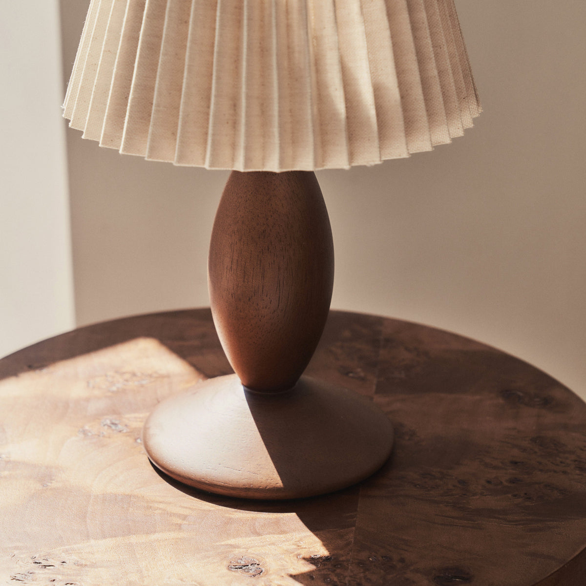 Elba - Dark Wood Pleated Shade Table Lamp