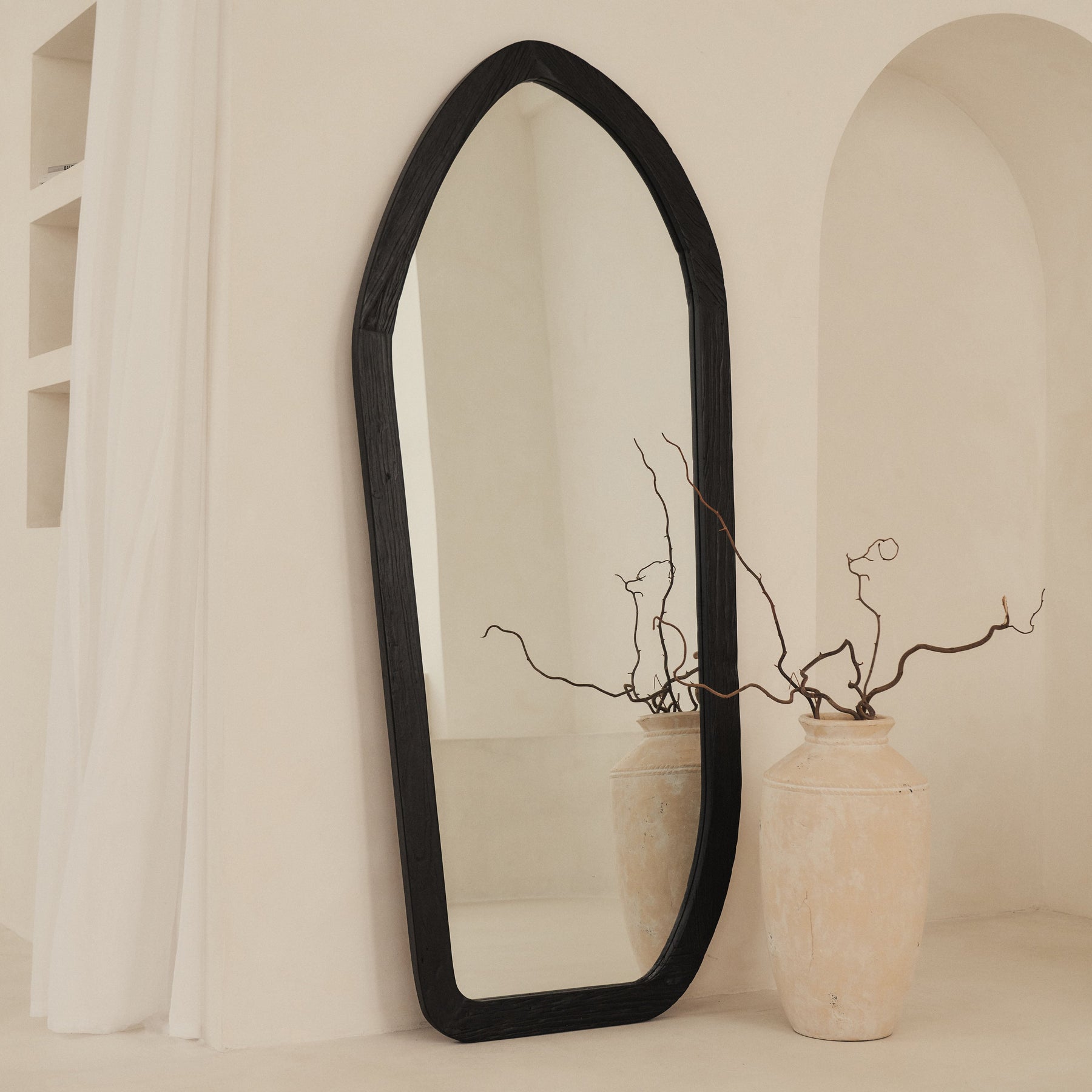 Elowyn - Large Full Length Black Elm Wood Organic Mirror 180cm x 80cm